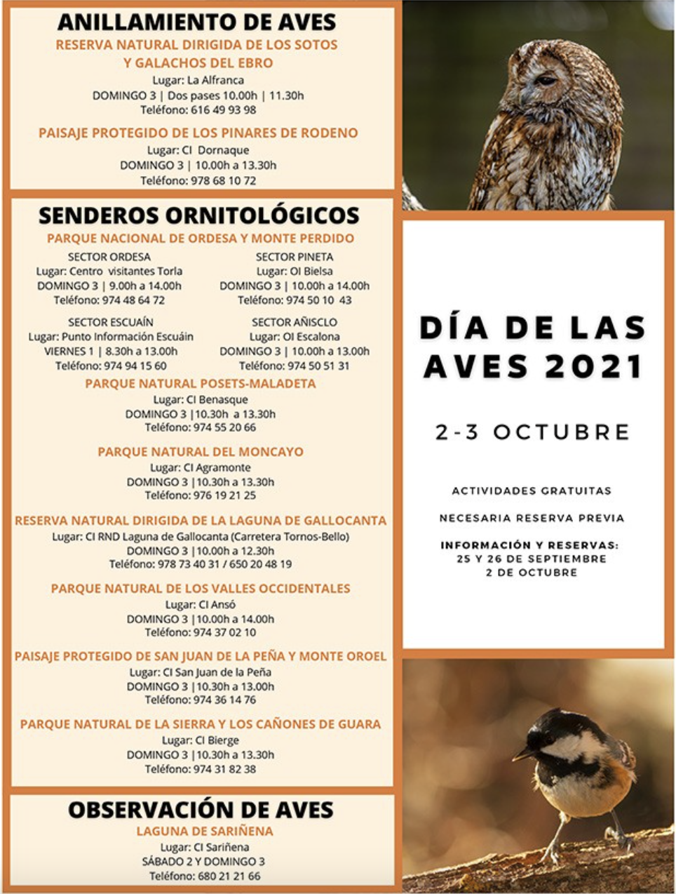 DÍA DE LAS AVES 2021. Sendero ornitológico en la Sierra de Guara